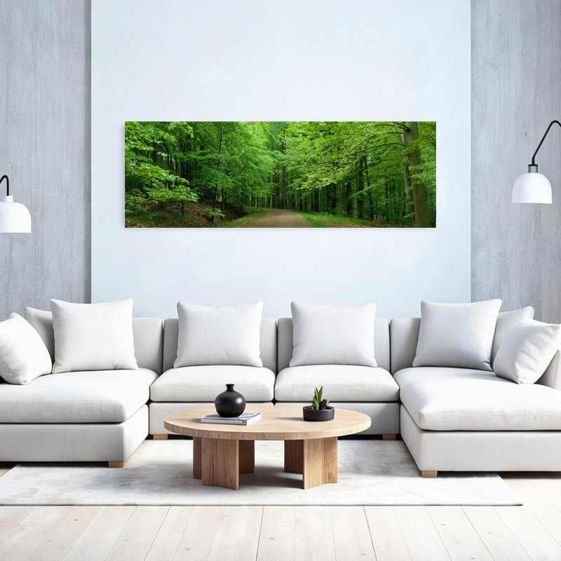 Route à travers une forêt près de Kassel, Allemagne, paisible arbre serein tranquille, art mural, H 60 po x l 20 po