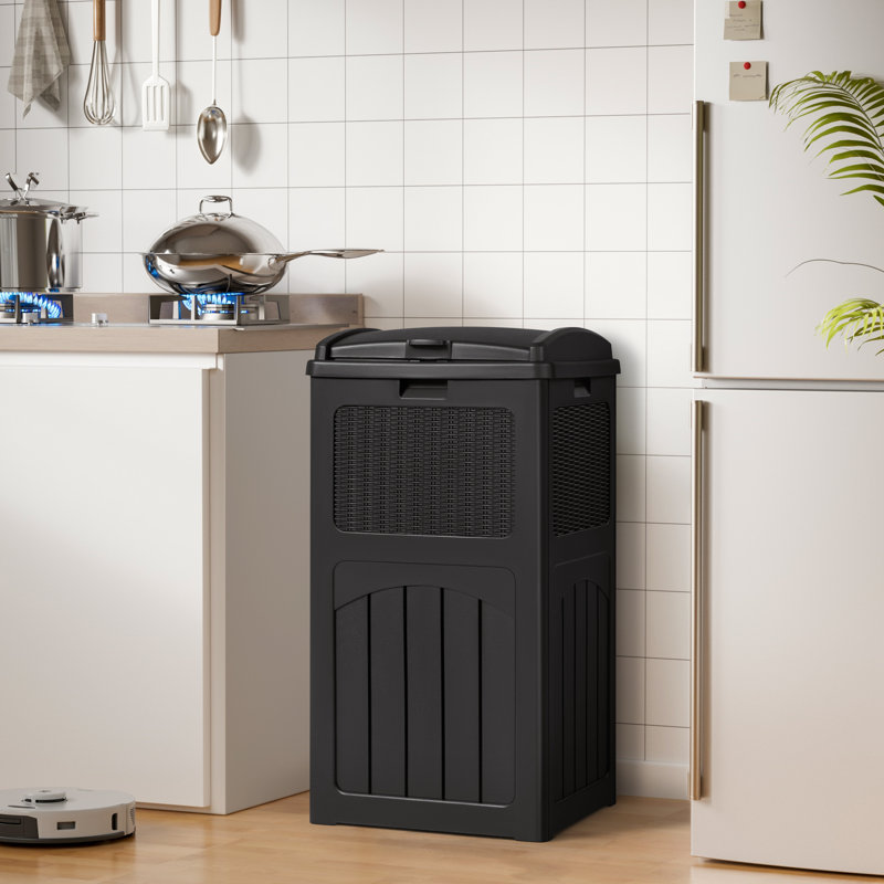 Poubelle à couvercle manuel 32 gallons Devoko, Noir