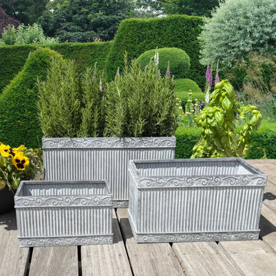 Ensemble de 3 pots à fleurs rectangulaires de 19,75 po Merton Acanthus