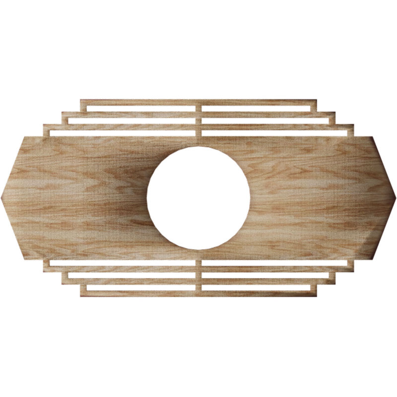 Médaillon de plafond en bois Chrysler, Chêne rouge, H 15 po x l 30 po x P 0,25 po