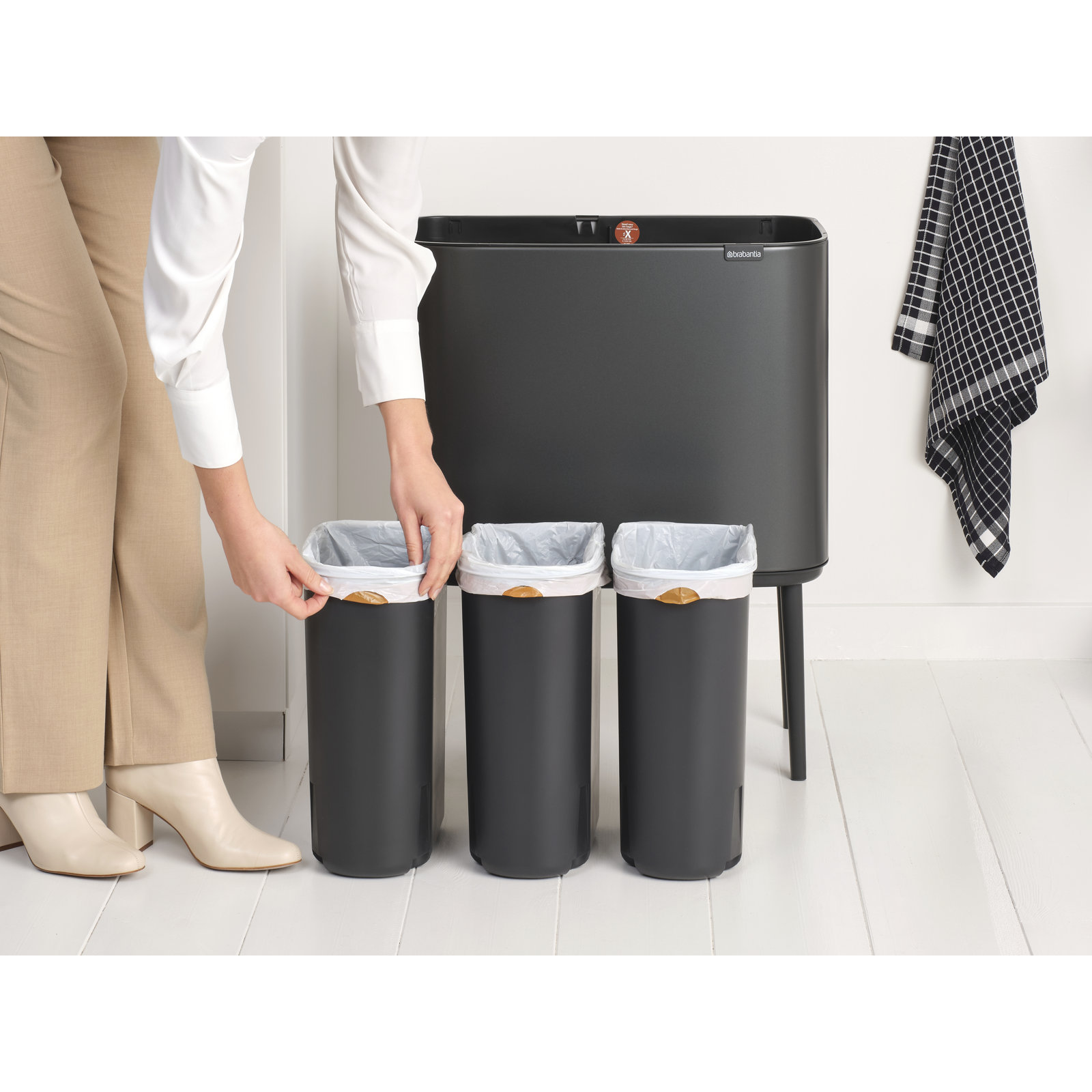 Brabantia Bo Touch Top 9gal Recycling Can, Confident Gray