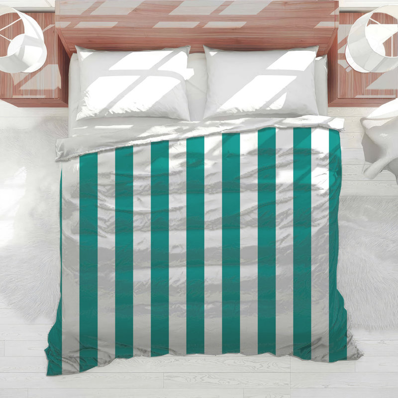 Teal Vertical Stripes Comforter, Twin