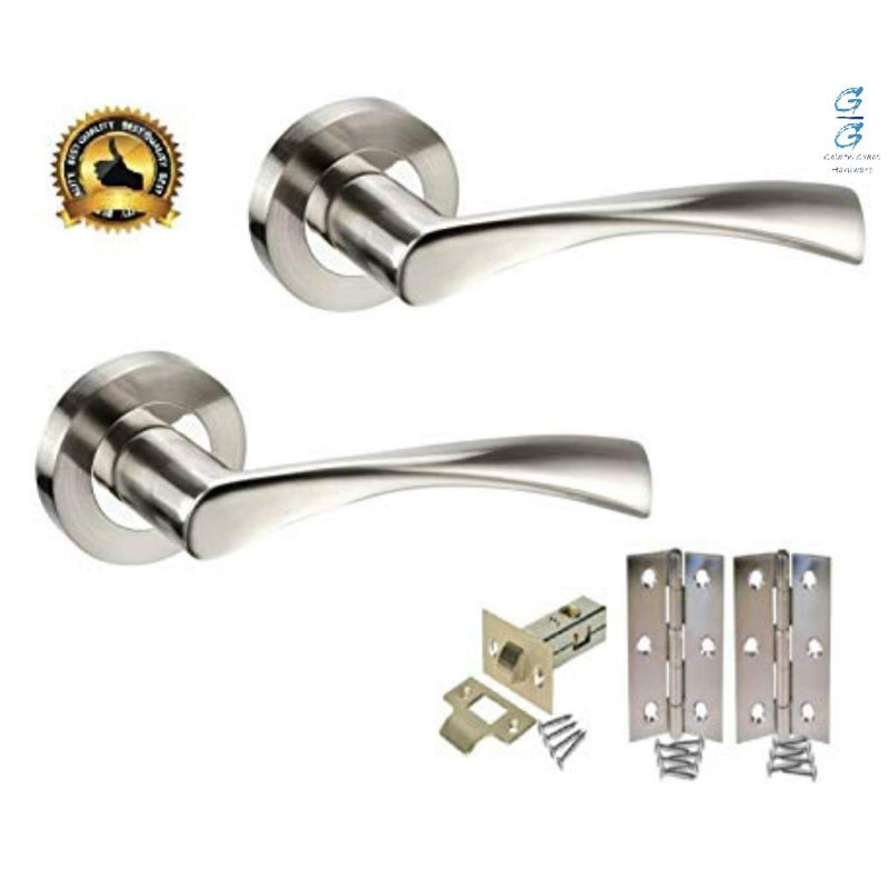  5 Sets Twist Astrid Style Modern Door Handles on Round Rose in Dual Finish with Latch