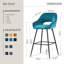 Sunni 67cm Velvet Upholstered Arm Bar Stool with Footrest-1674233844