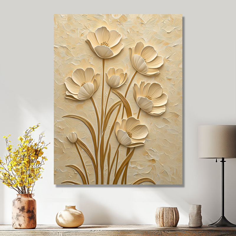 «Minimal Cream Buttercup Field III - Buttercups», décoration murale en métal, H 32 po x l 24 po x P 0,84 po