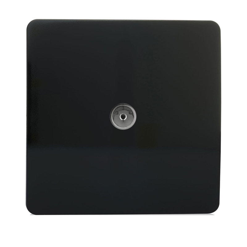 Trendi Switch 1 Gang Female Co-Axial Television Socket, Gloss Black