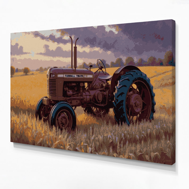 «Farm Vintage Tractors», art mural sur toile brune, H 20 po x l 24 po