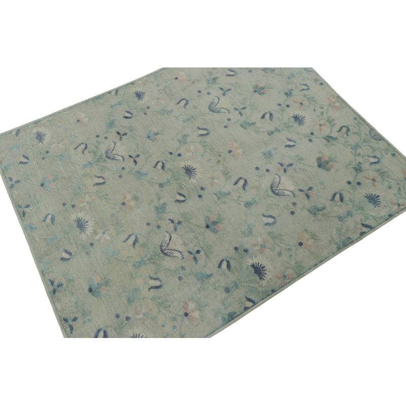 Block Print Floral Area Rug, Runner 3' x 10'