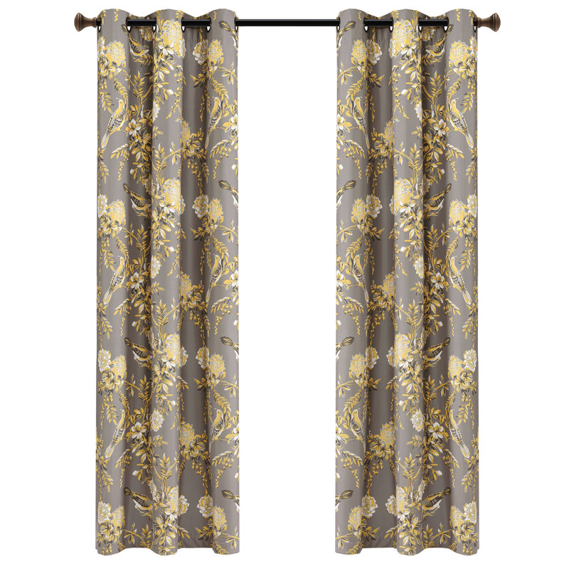 Paire de rideaux occultant et isolant Foreston Floral Max, Gris, 38 po x 84 po