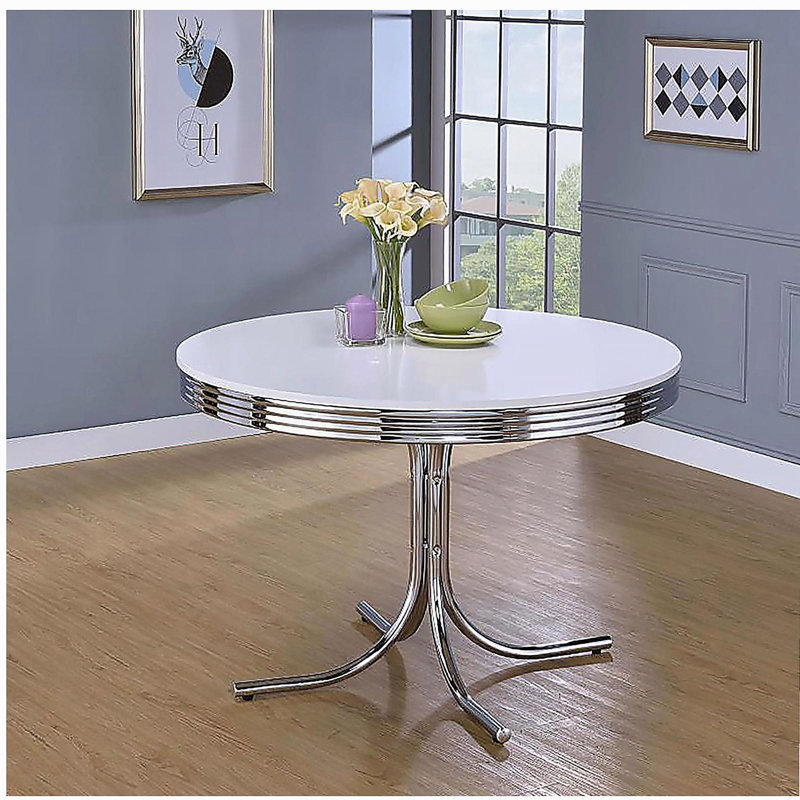 White and Chrome Circular Dining Table