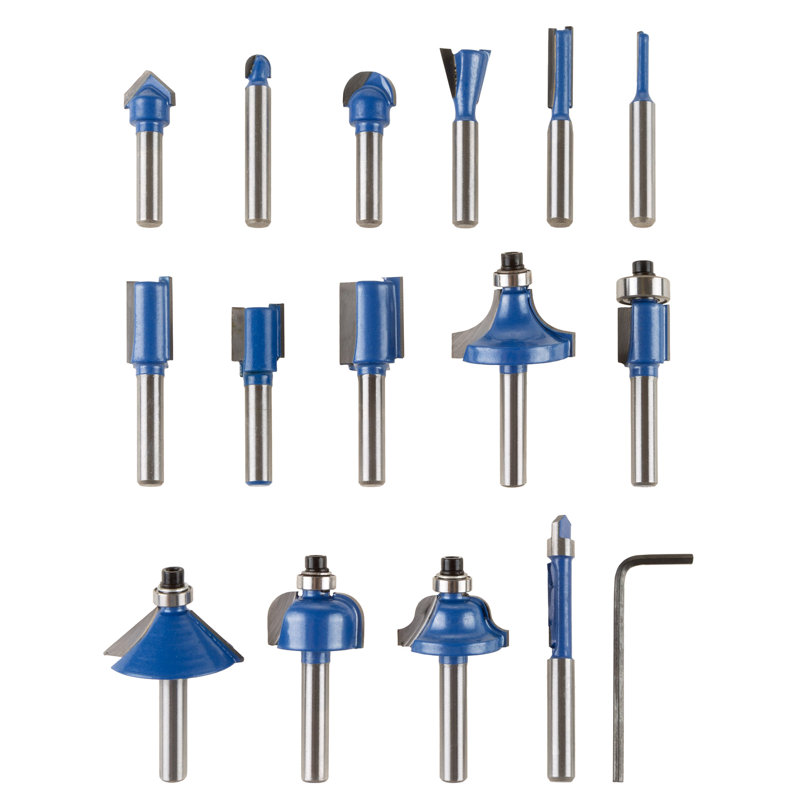 Stalwart Carbide Router Bit Set - 15-Piece Woodworking Tool Kit for DIY and Home Improvement