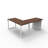 The City, Modern L-Shaped Office Desk for Office and Home, Walnut Block Top with White Frame-92634396