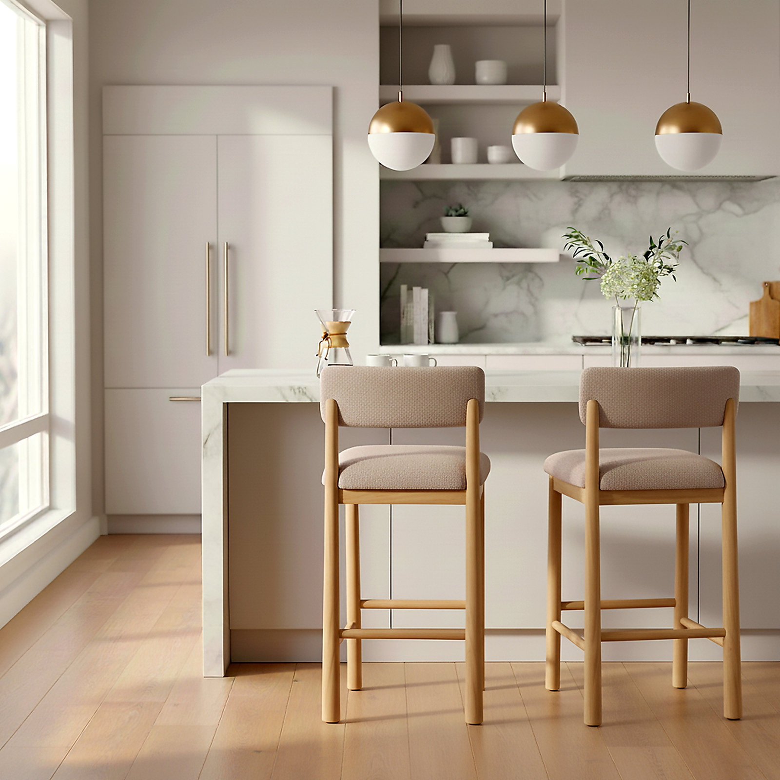 Boston Bar and Counter Stool, Light Brown, Bar Stool (30” Seat Height)