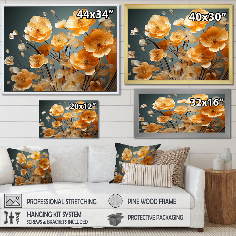 Impression sur toile Buttercups Collage Of Nature I - Buttercups, Cadre doré simple, H 30 po x l 40 po x P 1,5 po
