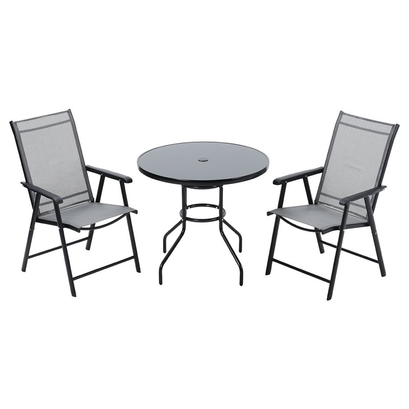 Dauda 2 - Person Patio Dining Set with Round Table, Black