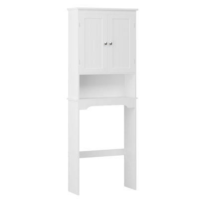 Over The Toilet Storage Cabinet, Bathroom Wood Shelf Over Toilet With A Cabinet And Shelf
