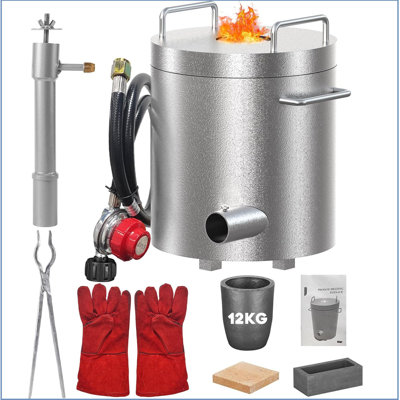 Propane Melting Furnace Kit 12kg Smelting Furnace Kit 1482°c/2700°f With Crucibles & Tongs Kiln,stainless Steel Smelter For Metal Scrap Recycle,gold Copper Silver Aluminum Metal Casting Machine