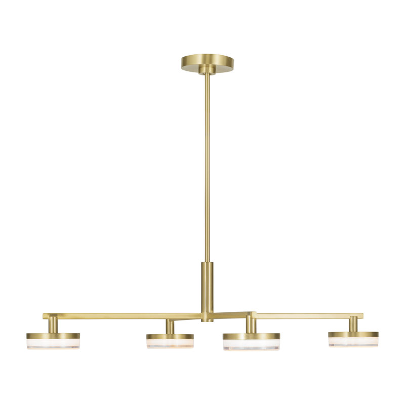 Marsden Sean Lavin Coulson 4 Light Dining Room Chandelier With Silk Screen White Inside Clear Outside Shade, Burnished Brass