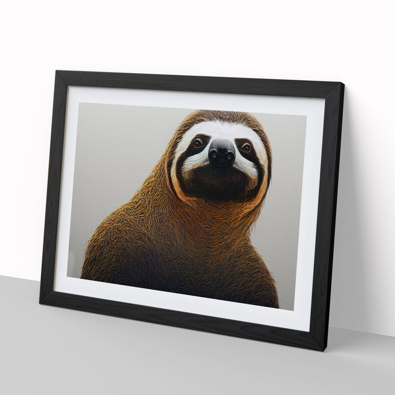 A Shimmering Sloth - Single Picture Frame Print, Black, 46cm H x 64cm W