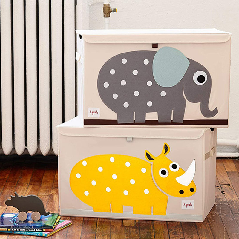 Yellow Rhino Collapsible Toy Chest with Handles