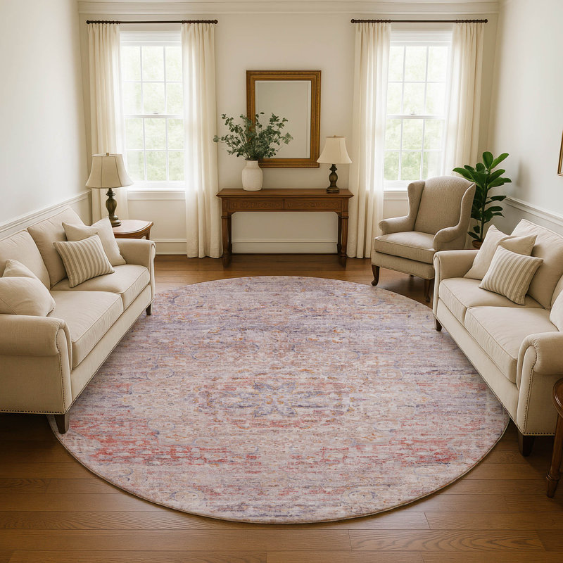 Premium Machine Washable Marasco AMF1636 Global Rug, Round 8'