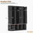 Farmhouse Hall Tree with 4 Hidden Hanging Hooks, Versatile Walnut Seating Bench with 8 Doors, Entryway Shoe Cabinet with Open Compartment for Living Room, Black-1398261809