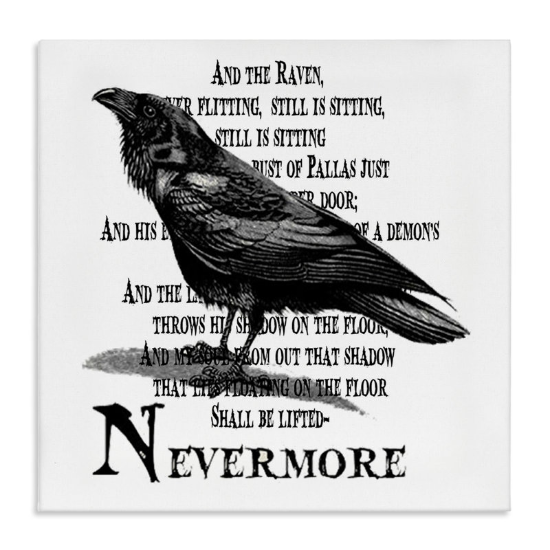 «Black Crow Raven», citation de texte effrayante d'Halloween, estampe numérique encadrée noire, H 36 po x l 36 po