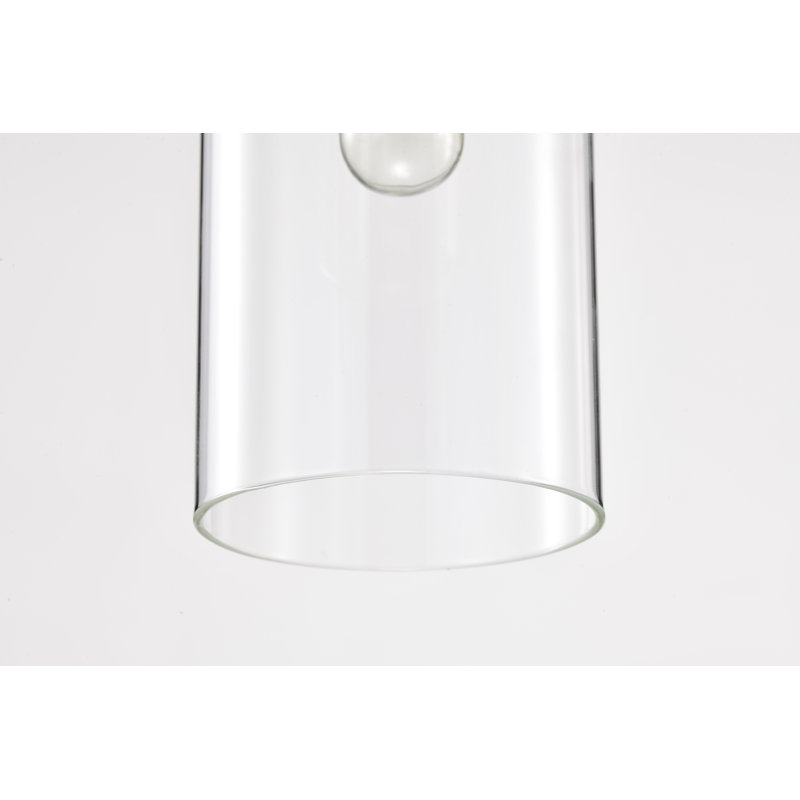 Mini-luminaire suspendu 1 lumière noir mat avec abat-jour cylindrique en verre transparent, Noir mat, 1