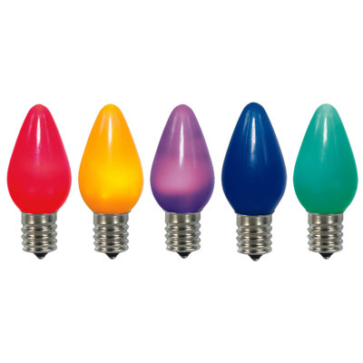 Ampoule Vickerman C7 en céramique DEL à base de nickel scintillant, 130 V, 96 watts, bleu, rouge, vert, mauve, jaune, 25 ampoules par paquet
