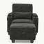 Canapé inclinable simple avec dossier réglable manuellement, port de charge USB sur le côté de l'accoudoir, support pour téléphone inclus, rangement pour accoudoirs dissimulé et repose-pieds de rangement assorti - noir-1437442527