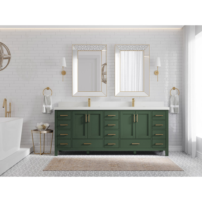 Malibu 84'' Double Bathroom Vanity with Quartz Top, WWCL1893