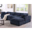 Canapé modulaire en polyester bleu foncé avec repose-pieds en tissu d'ameublement en forme de L de 142 pouces Amiyiah-36222735