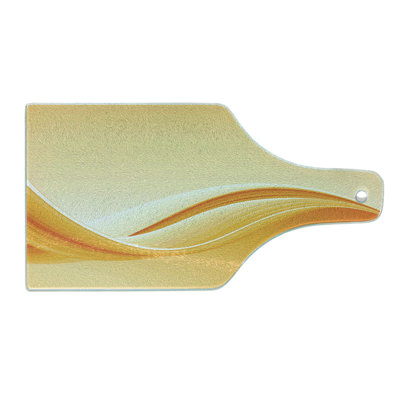 Ambesonne Abstract Tempered Glass Cutting Board Vibrant Waved Line Orange Yellow