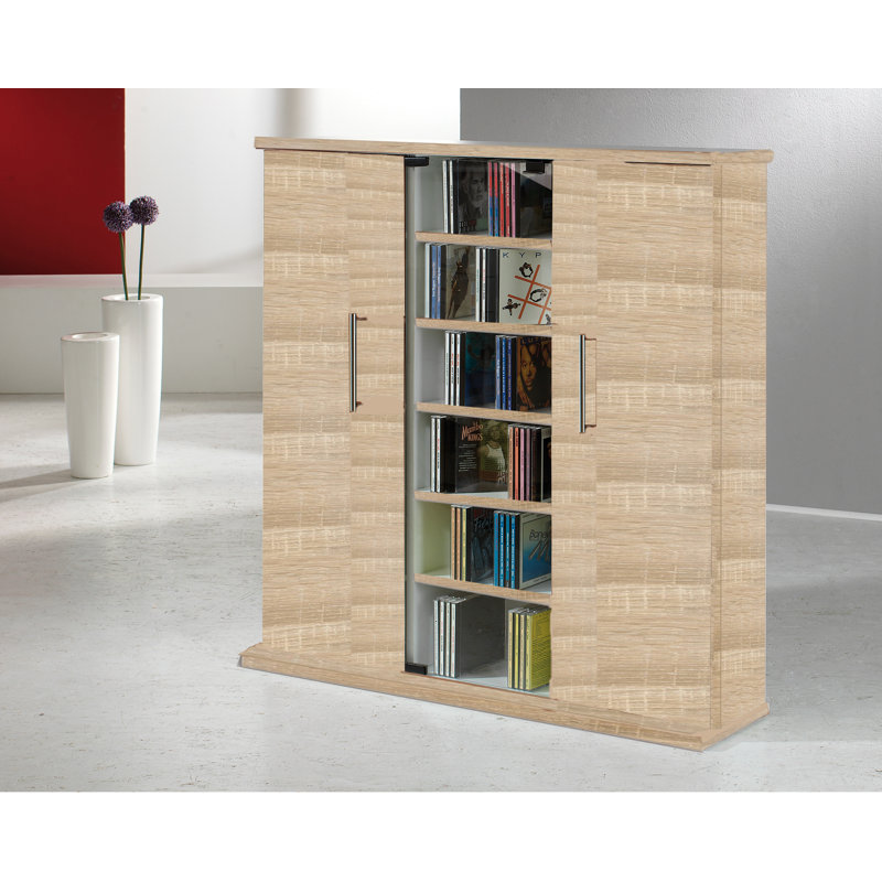Santo Glass 88 cm H Multimedia Storage, Sonoma oak