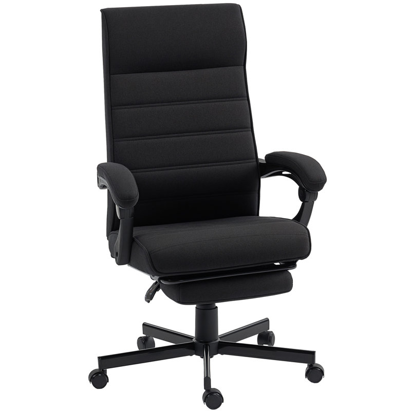 Chaise de bureau haut dossier en lin, Noir