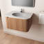 Meuble-lavabo flottant simple 30 po avec lavabo en céramique, comptoir en marbre artificiel, armoire à texture ondulée courbée avec tiroir à fermeture en douceur, bois naturel-1373189695-1373189690