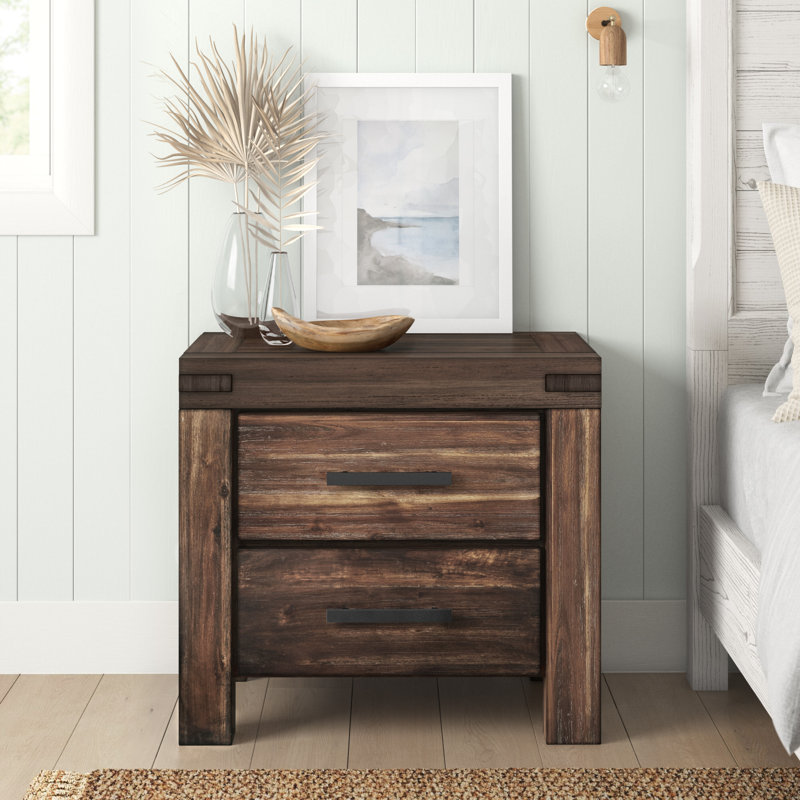Kaicey 27'' W Solid Wood Nightstand, Brick Brown