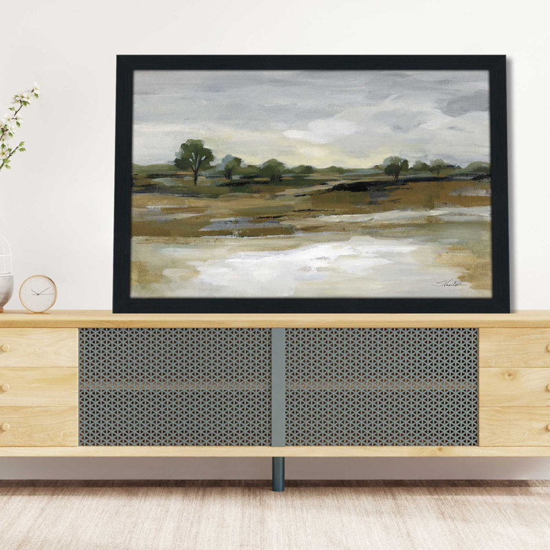 «Cool April Day Crop» - peinture, L 39,5 po x H 27,5 po, Cadre noir