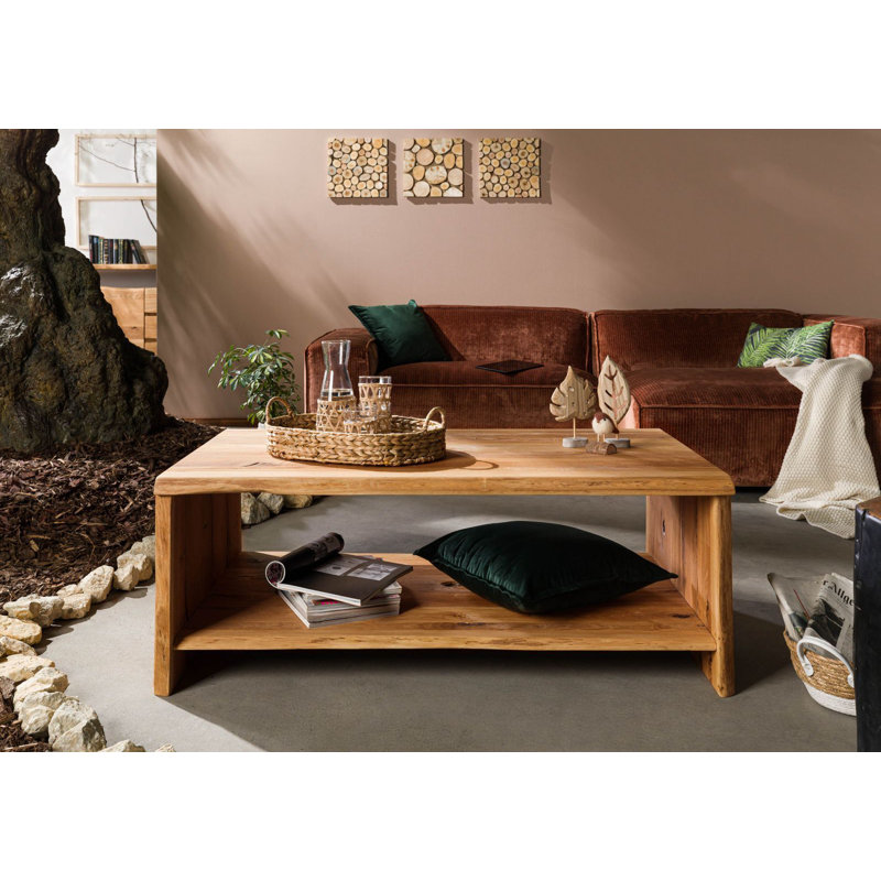 Solid Wood Sled Coffee Table with Storage