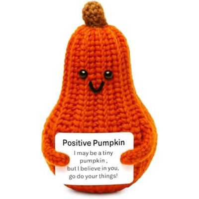Poupées au crochet citrouille positive - cadeaux de la Saint-Valentin, jouets tricotés, mini-poupées de décoration de bureau pour femme - cadeaux d'affirmation positive, décorations de bureau, crochets, orange