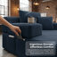 Chaise longue convertible Resta en velours côtelé duveteux avec poches de rangement et 3 coussins-129022238