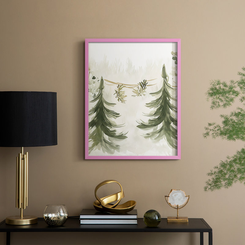 «Christmas Holiday Art», reproduction encadrée Ccclxxx - bois massif, H 11 po x l 9 po, Rose