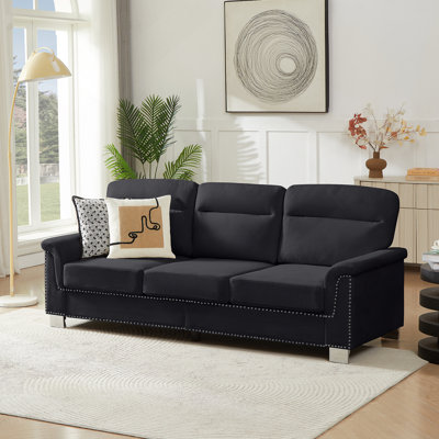82-Inch Modern 3-Seater Sofa With Compressed Snowfleece Fabric For Multi-Functional Living Spaces