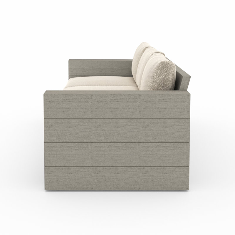 Tsubaki 96" Wide Patio Sofa, Weathered Gray, Charcoal Polypropylene/Olefin