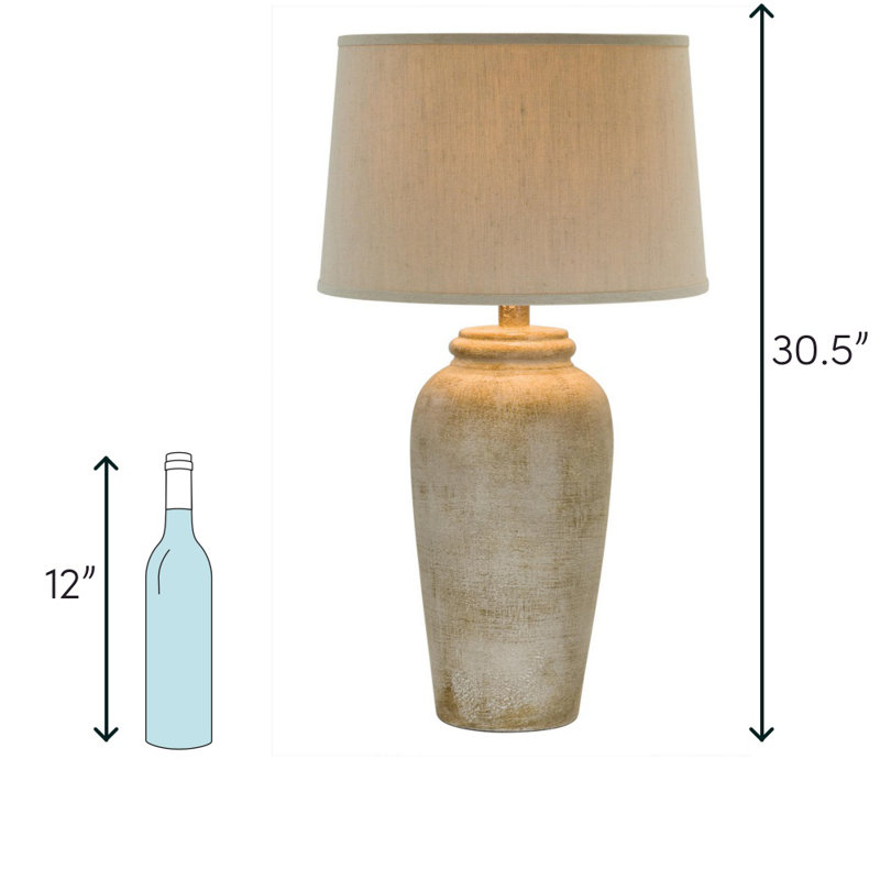 Lampe de table en fonte faite à la main avec abat-jour empire Kimbrough, 30,5 po, finition hydrocal, Grès