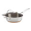 Anolon Nouvelle Copper Stainless Steel Sauté Pan with Lid and Helper Handle, 3-Quart, Silver