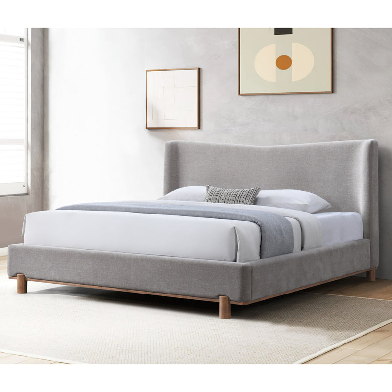 Grand lit en chenille gris Melbourne, Grand