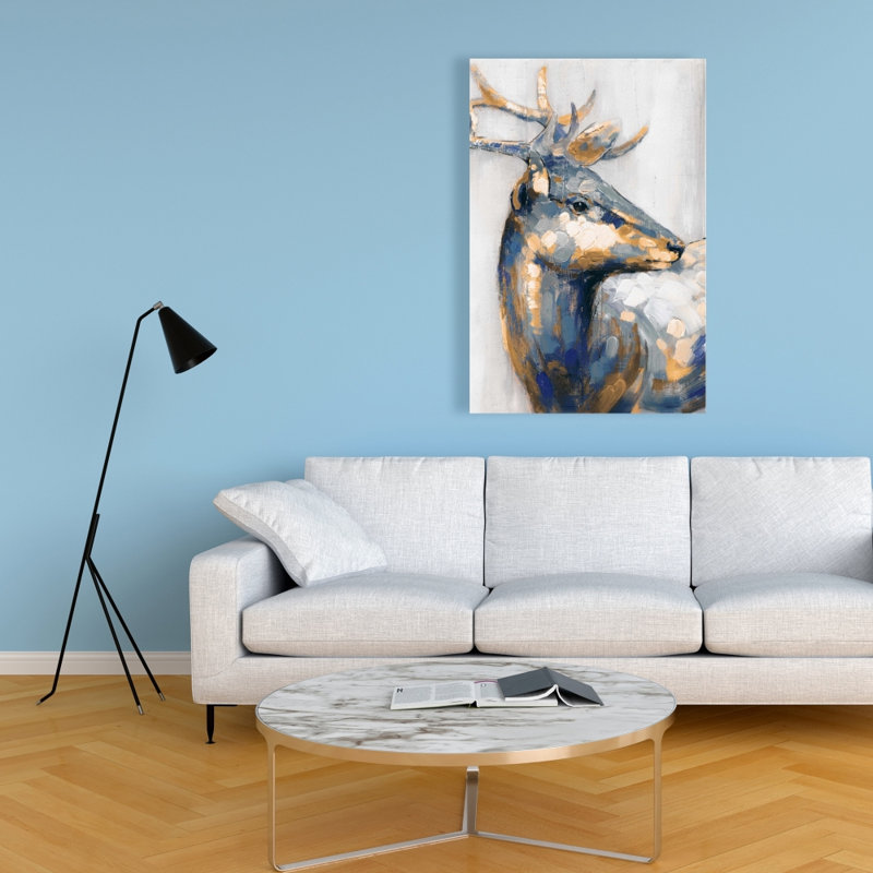 Cerf doré - Toile contemporaine pour décoration intérieure