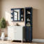 Armoire à pharmacie compacte avec miroir, MDF bleu, style moderne