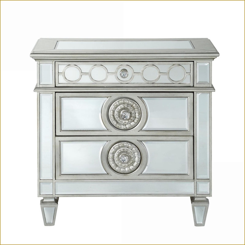 Table de chevet avec 2 tiroirs Glam, Clair